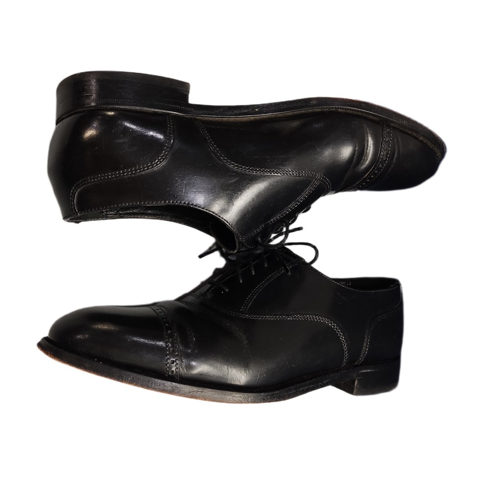 Florsheim Lexington Oxford Shoes Mens Size 11 Black Cap Toe Cuban Heel Lace Up